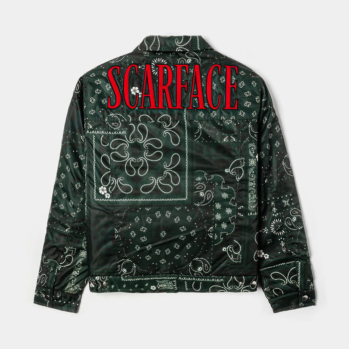 SP x Scarface Satin Paisley Mens Jacket (Green/White)