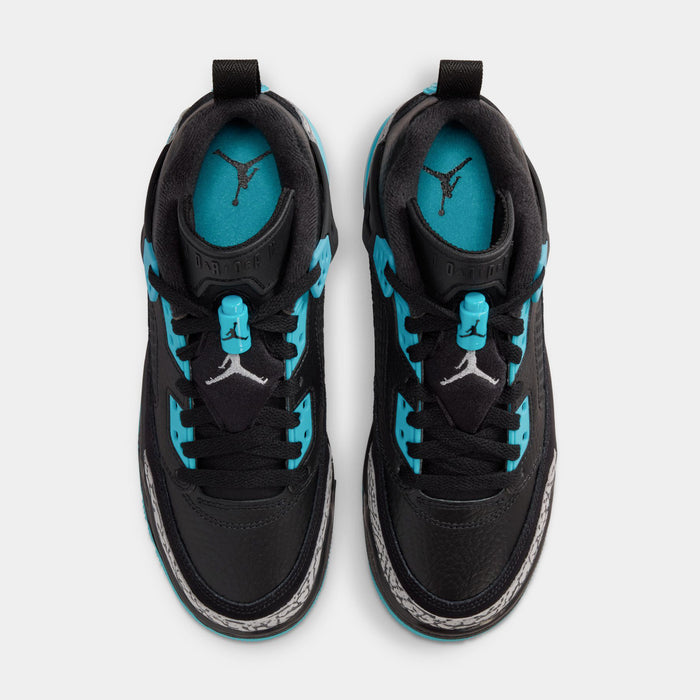 Spizike Low Grade School Basketball Shoes (Black/Wolf Grey/Gamma Blue)