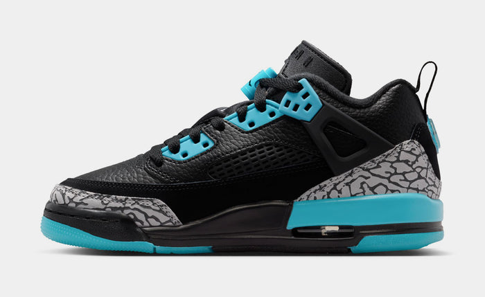 Spizike Low Grade School Basketball Shoes (Black/Wolf Grey/Gamma Blue)