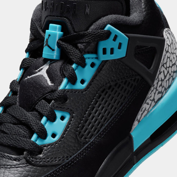 Spizike Low Grade School Basketball Shoes (Black/Wolf Grey/Gamma Blue)