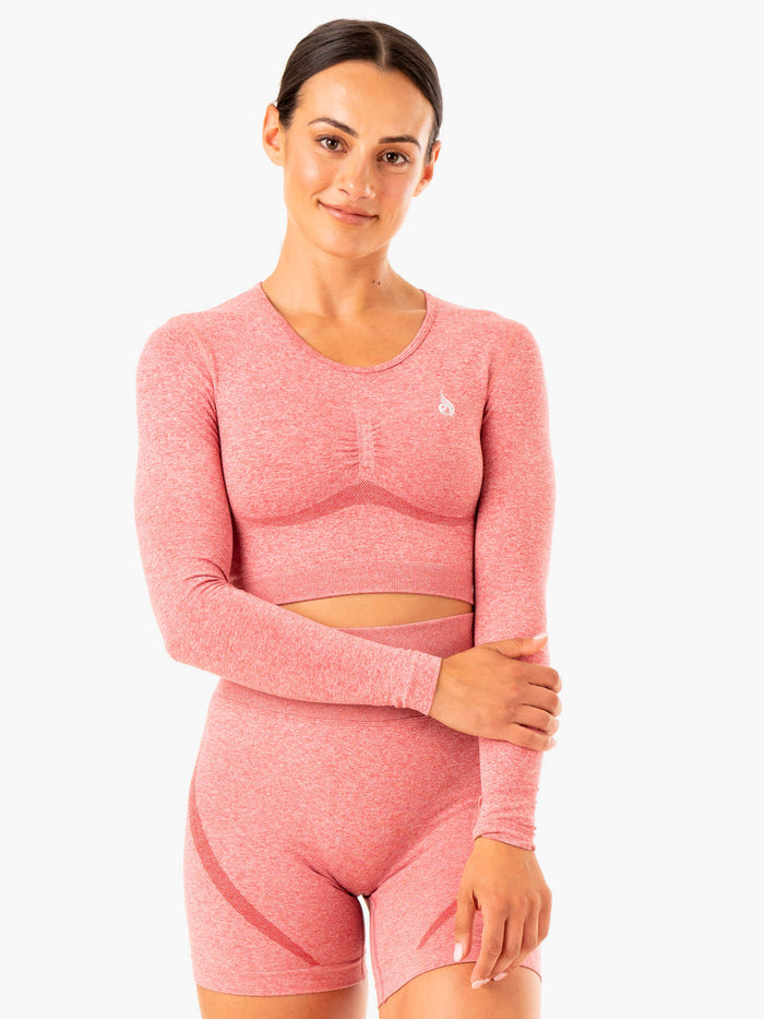 Sculpt Seamless Long Sleeve Top - Pink Marl Clothing Ryderwear