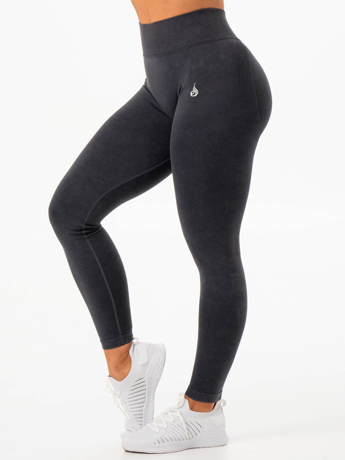 Stonewash Scrunch Seamless Leggings - Black Stonewash Clothing Ryderwear