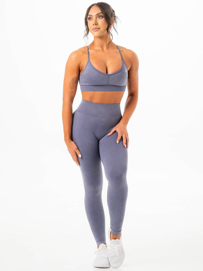 Stonewash Scrunch Seamless Leggings - Blue Grey Stonewash Clothing Ryderwear