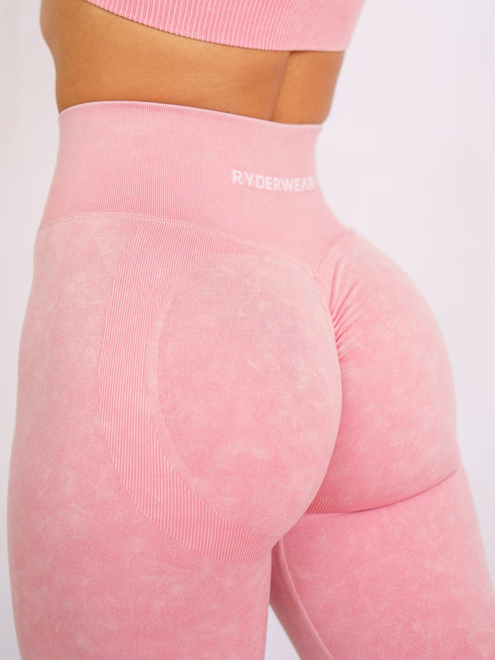 Stonewash Scrunch Seamless Leggings - Coral Stonewash Clothing Ryderwear