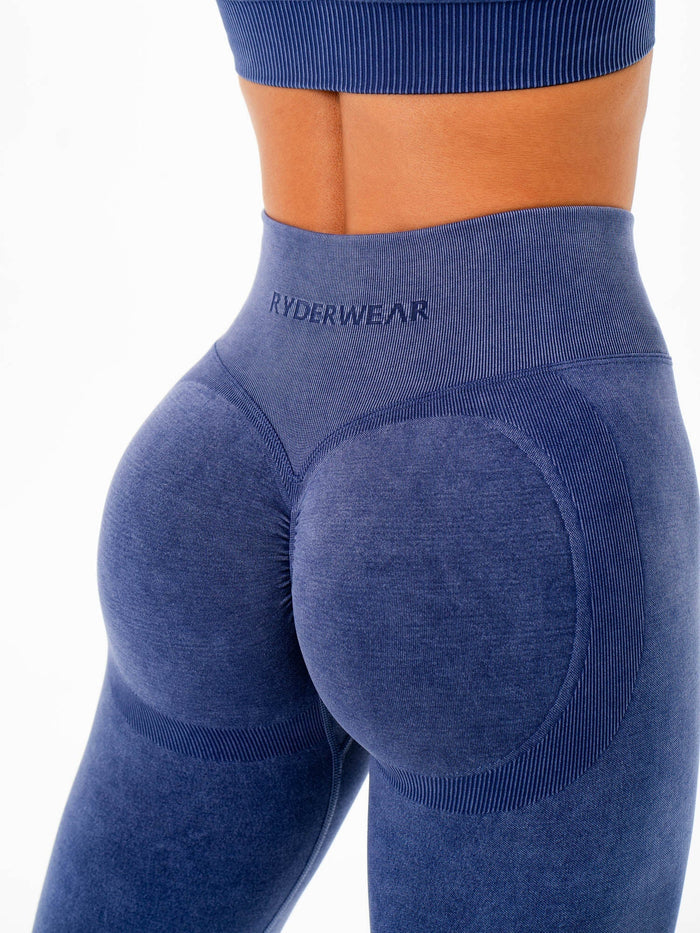 Stonewash Scrunch Seamless Leggings - Navy Stonewash Clothing Ryderwear