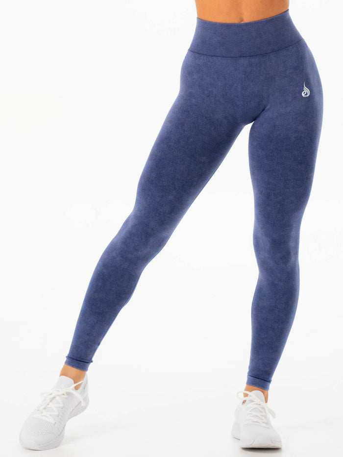 Stonewash Scrunch Seamless Leggings - Navy Stonewash Clothing Ryderwear