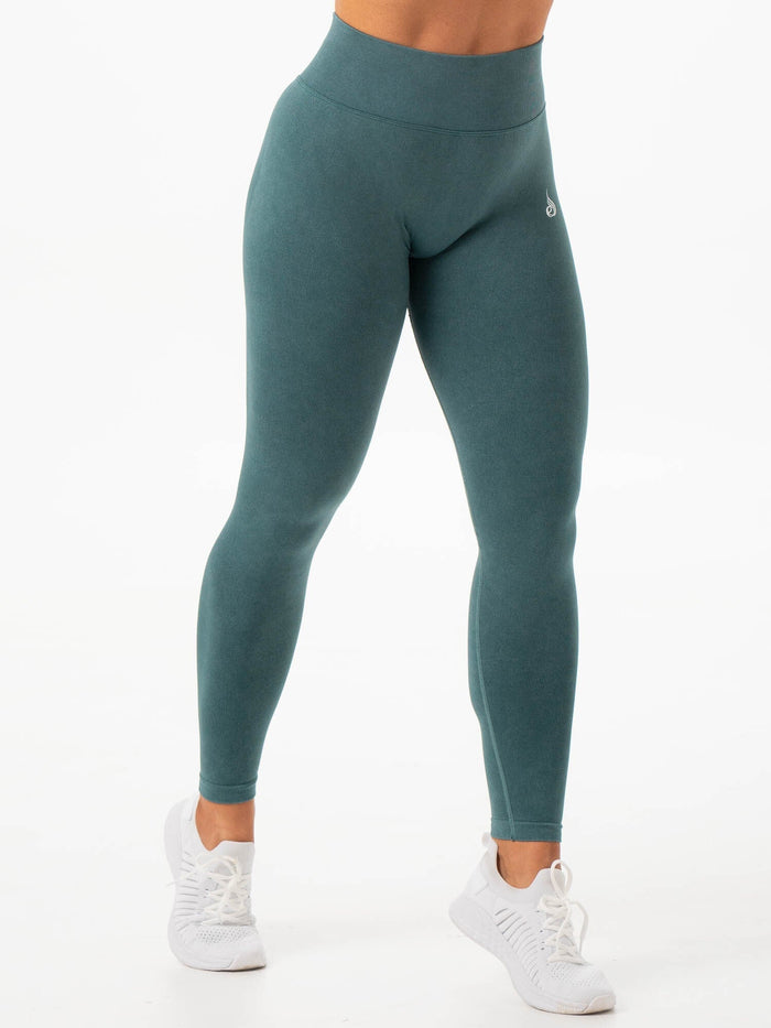 Stonewash Scrunch Seamless Leggings - Petrol Stonewash Clothing Ryderwear