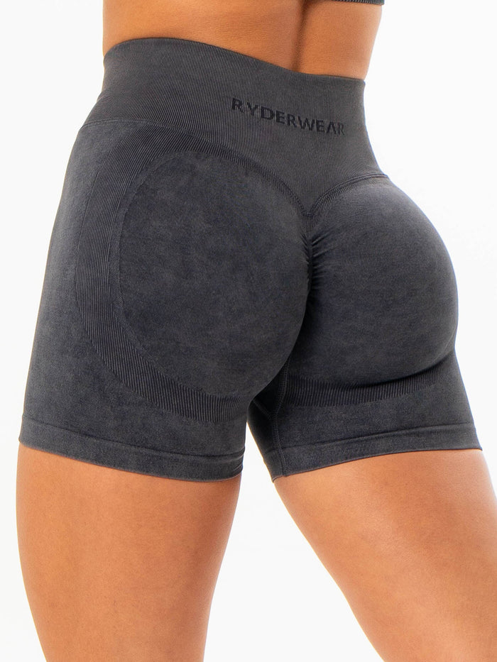 Stonewash Scrunch Seamless Shorts - Charcoal Stonewash Clothing Ryderwear