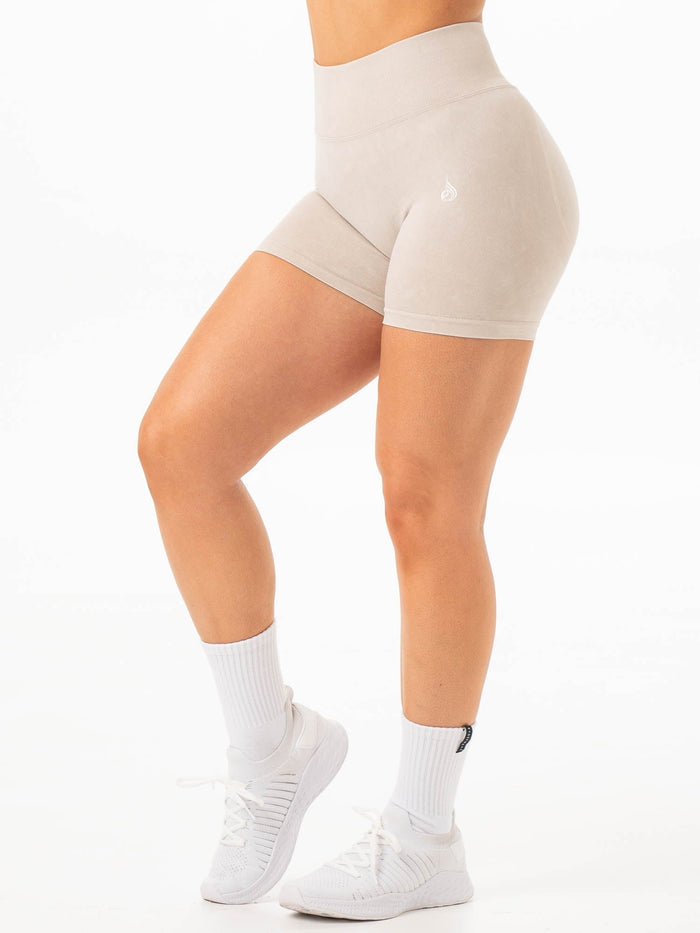 Stonewash Scrunch Seamless Shorts - Latte Stonewash Clothing Ryderwear