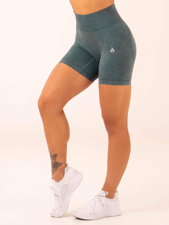 Stonewash Scrunch Seamless Shorts - Petrol Stonewash Clothing Ryderwear