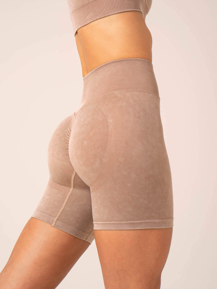 Stonewash Scrunch Seamless Shorts - Tan Stonewash Clothing Ryderwear