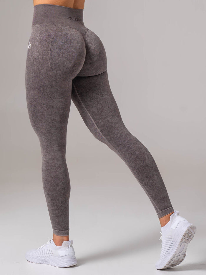 Stonewash Seamless Invisible Scrunch Leggings - Cocoa Clothing Ryderwear