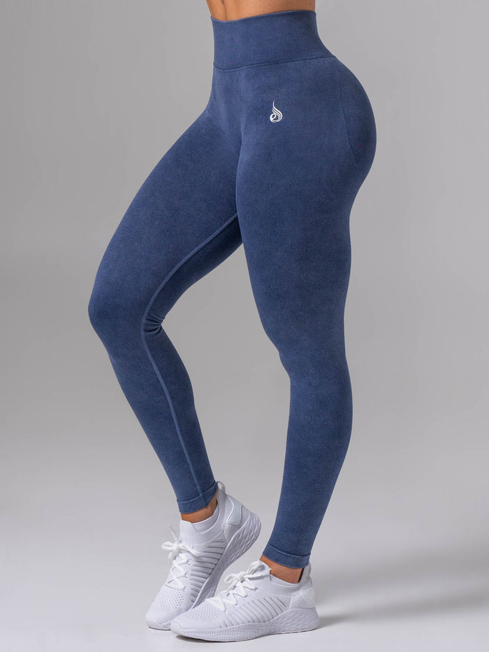 Stonewash Seamless Invisible Scrunch Leggings - Navy Clothing Ryderwear