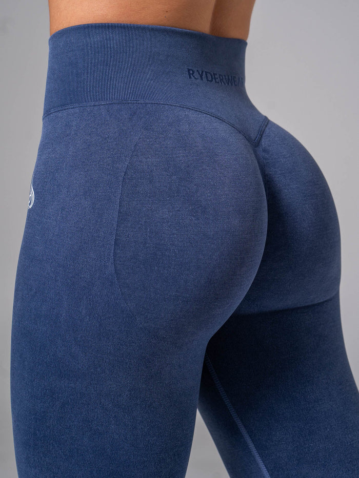 Stonewash Seamless Invisible Scrunch Leggings - Navy Clothing Ryderwear