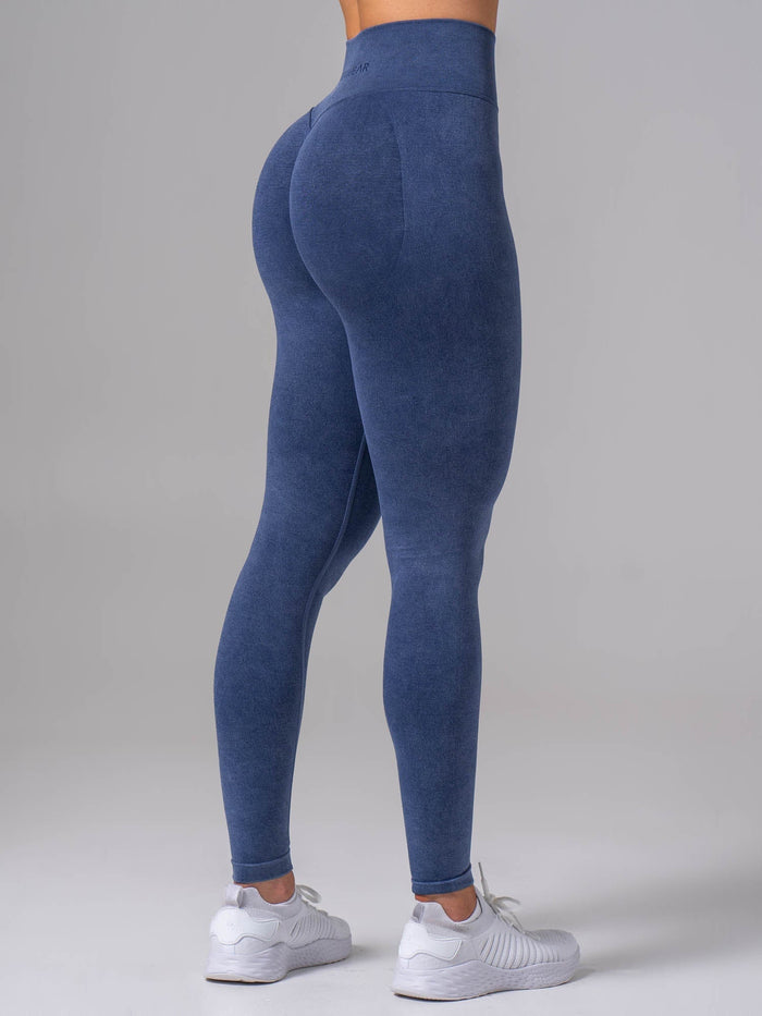 Stonewash Seamless Invisible Scrunch Leggings - Navy Clothing Ryderwear