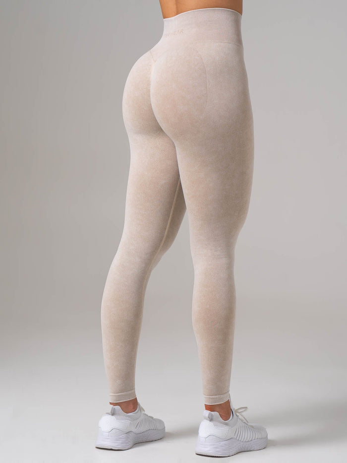 Stonewash Seamless Invisible Scrunch Leggings - Oatmeal Clothing Ryderwear