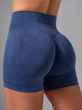 Stonewash Seamless Invisible Scrunch Shorts - Navy Clothing Ryderwear