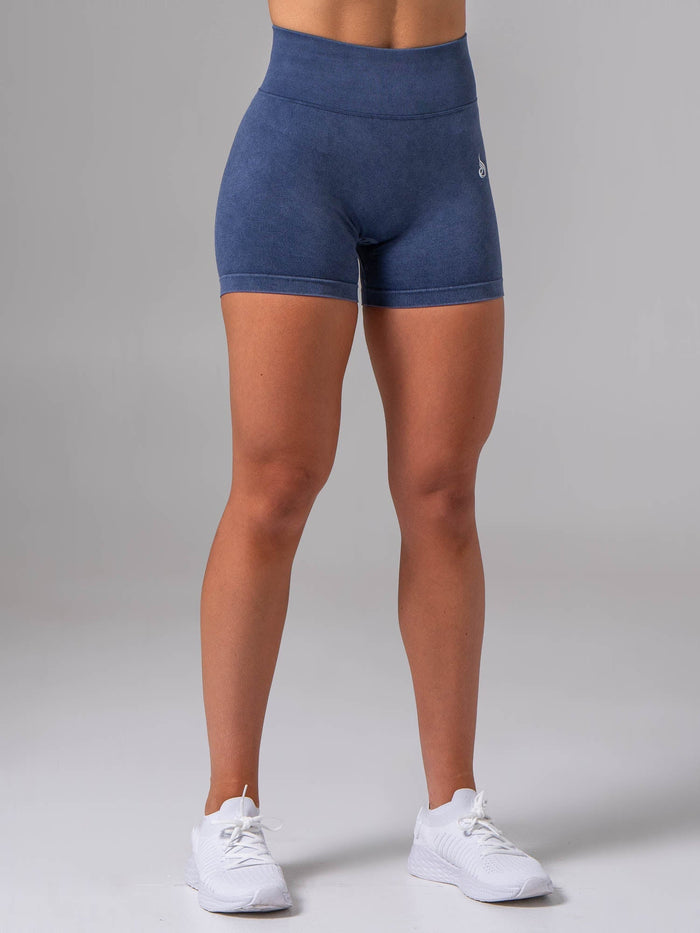 Stonewash Seamless Invisible Scrunch Shorts - Navy Clothing Ryderwear