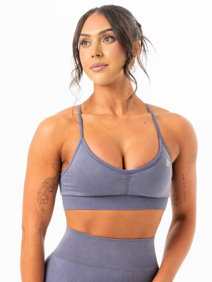Stonewash Seamless Sports Bra - Blue Grey Clothing Ryderwear