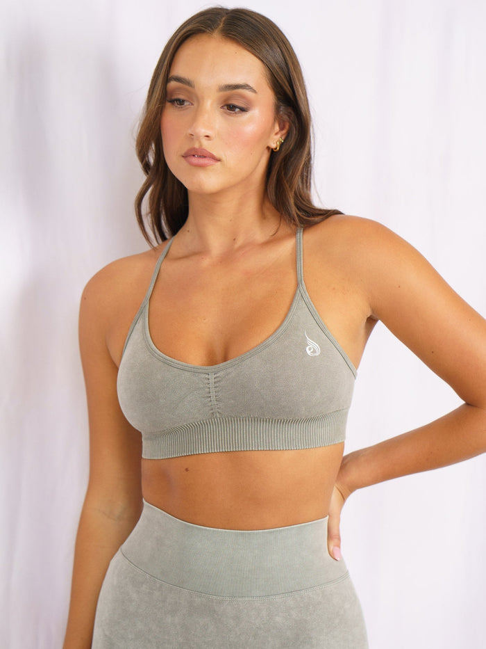 Stonewash Seamless Sports Bra - Khaki Stonewash Clothing Ryderwear