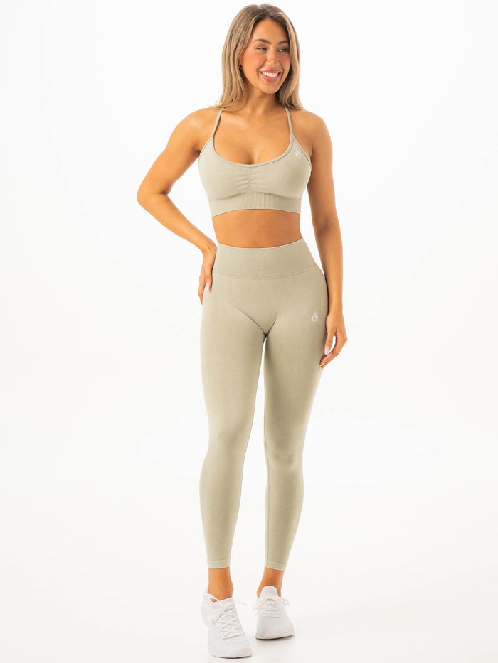Stonewash Seamless Sports Bra - Matcha Stonewash Clothing Ryderwear