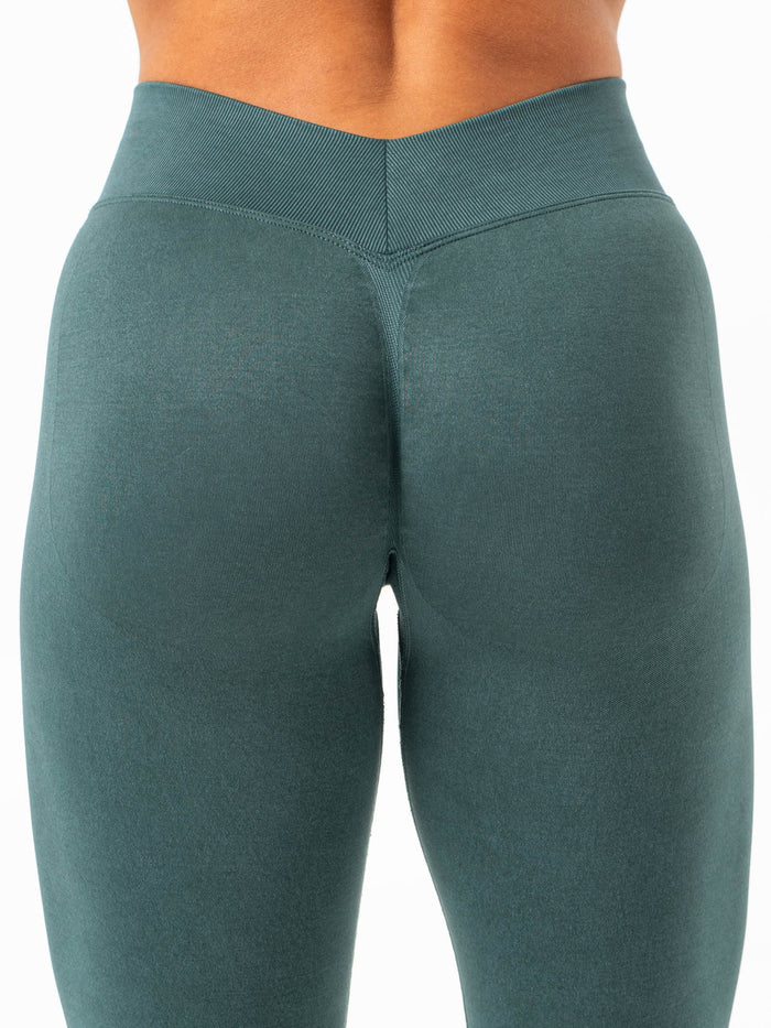 Stonewash Seamless V Back Leggings - Petrol Clothing Ryderwear