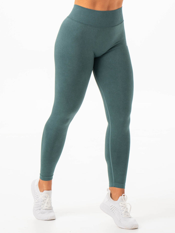 Stonewash Seamless V Back Leggings - Petrol Clothing Ryderwear
