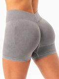 Stonewash Seamless V Back Shorts - Grey Clothing Ryderwear