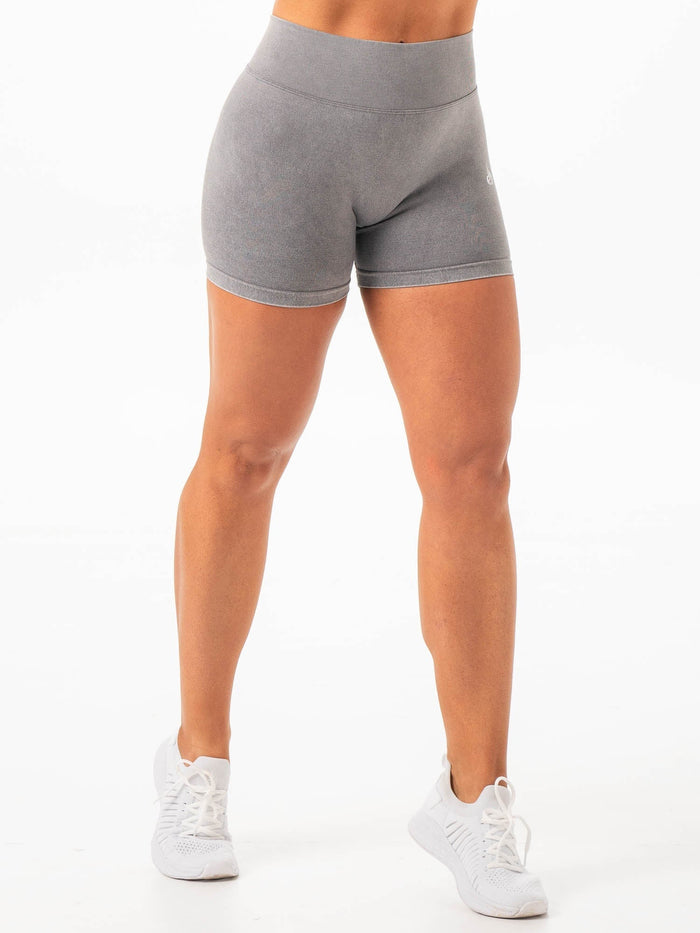 Stonewash Seamless V Back Shorts - Grey Clothing Ryderwear