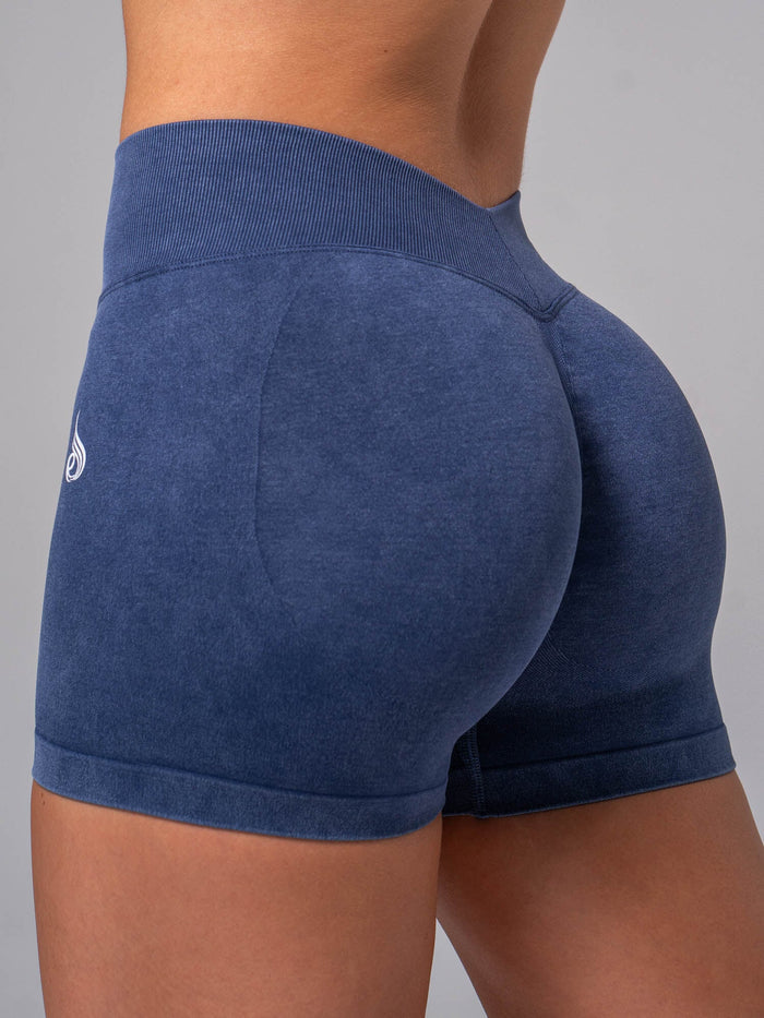 Stonewash Seamless V Back Shorts - Navy Clothing Ryderwear
