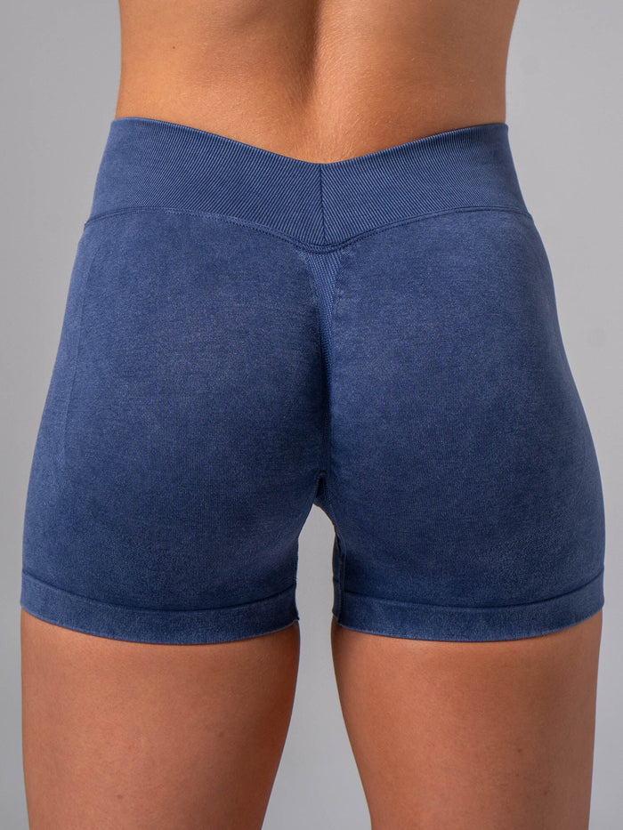 Stonewash Seamless V Back Shorts - Navy Clothing Ryderwear