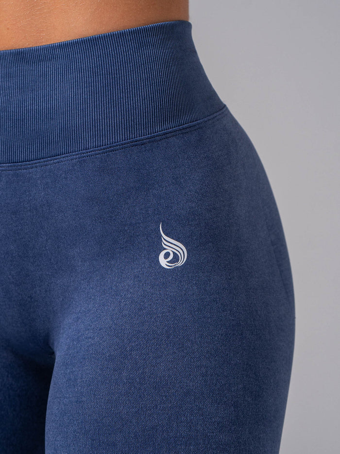 Stonewash Seamless V Back Shorts - Navy Clothing Ryderwear