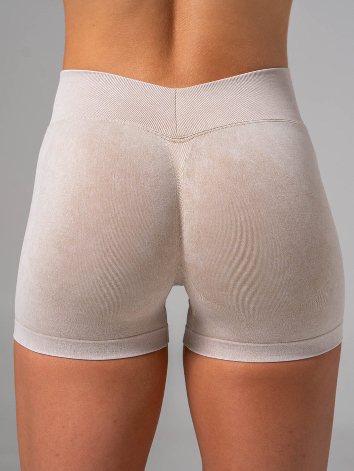 Stonewash Seamless V Back Shorts - Oatmeal Clothing Ryderwear