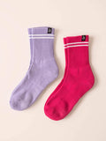 Stripe Crew Socks - Hot Pink/Lavender Accessories Ryderwear