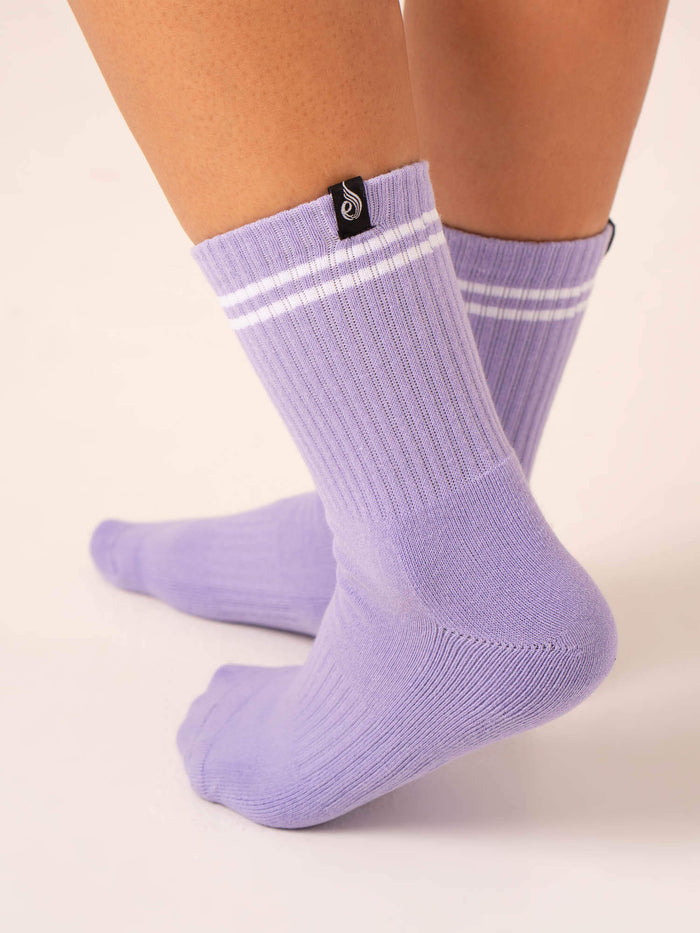 Stripe Crew Socks - Hot Pink/Lavender Accessories Ryderwear