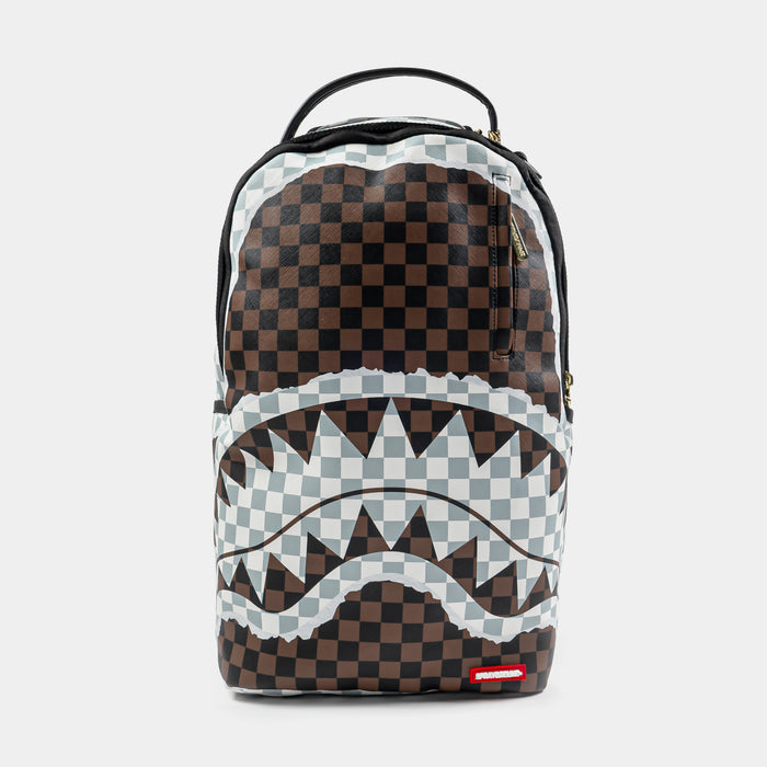 Tear Away Checkered Mens Backpack (Cream/Brown)