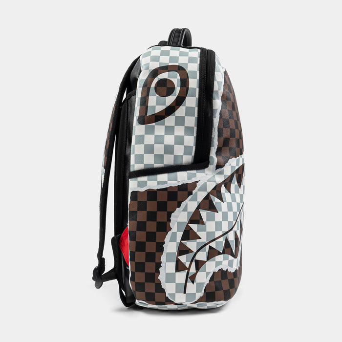 Tear Away Checkered Mens Backpack (Cream/Brown)