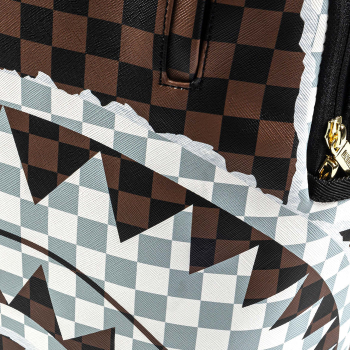 Tear Away Checkered Mens Backpack (Cream/Brown)