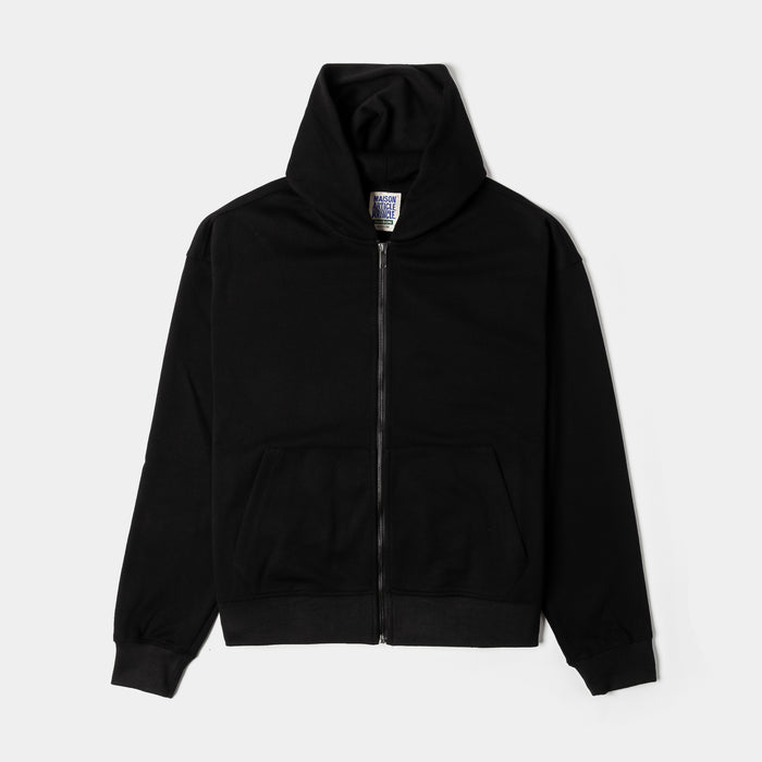 Tech Full Zip Up Mens Hoodie (Black)