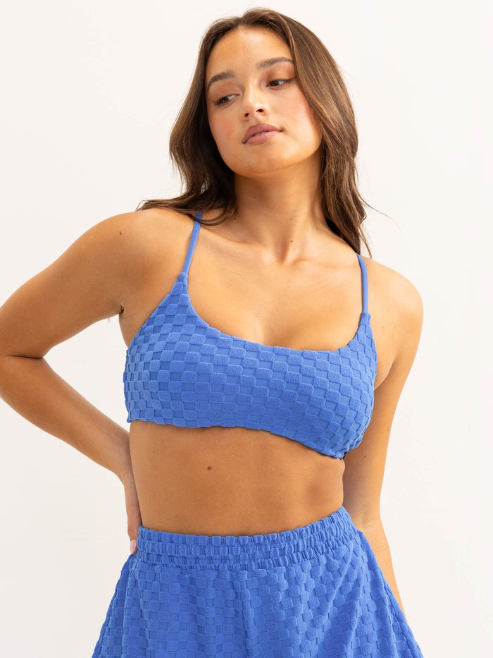 Terry Towelling Sports Crop - Cobalt Blue Clothing Ryderwear