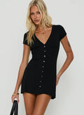 Tessah V Neck Button Up Playsuit Black