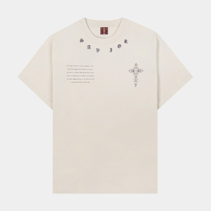 The Lady Of Guadalupe Mens Short Sleeve Shirt (Beige/Grey)