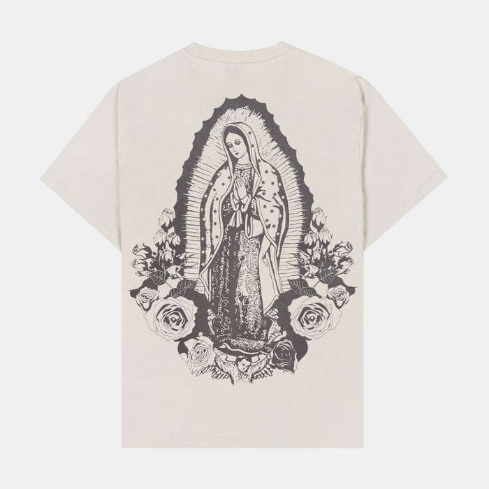 The Lady Of Guadalupe Mens Short Sleeve Shirt (Beige/Grey)