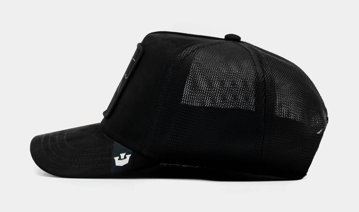 The Suede Spider Trucker Mens Hat (Black/Black)