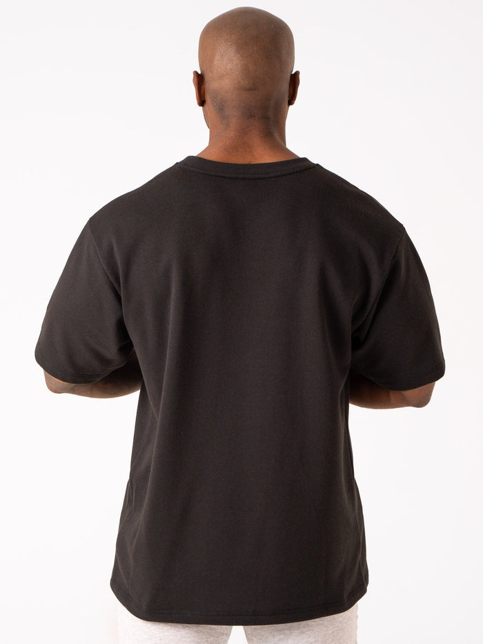 Throwback Fleece Oversized T-Shirt - Black Clothing Ryderwear
