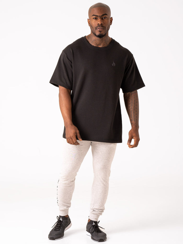 Throwback Fleece Oversized T-Shirt - Black Clothing Ryderwear