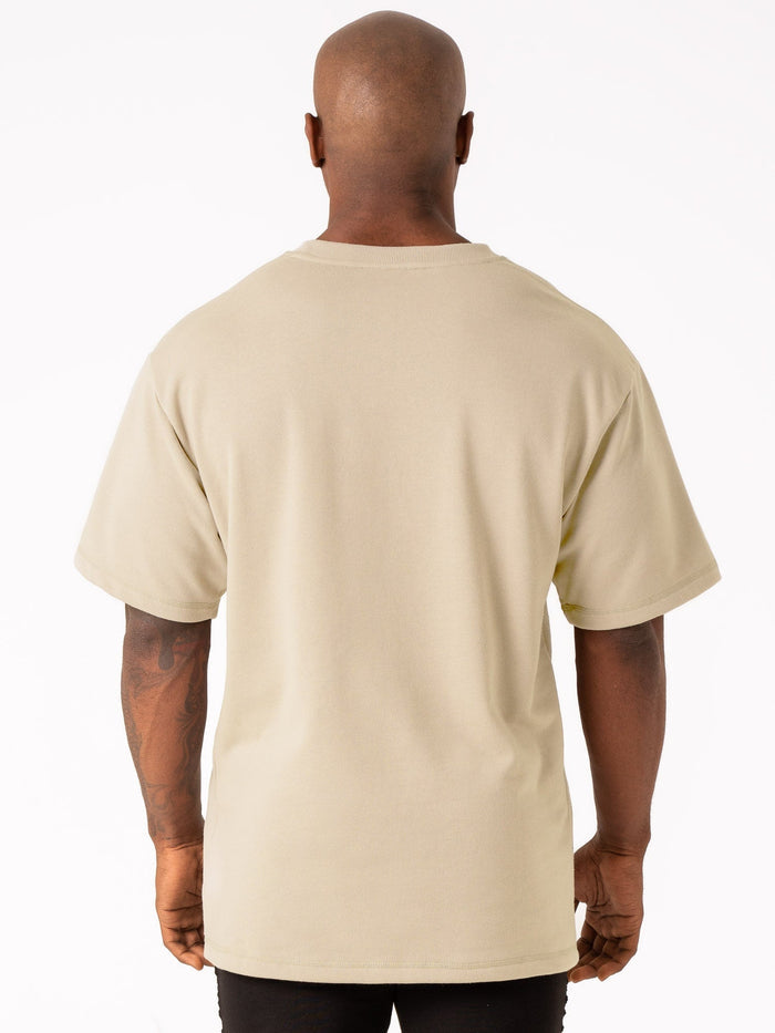 Throwback Fleece Oversized T-Shirt - Stone Clothing Ryderwear