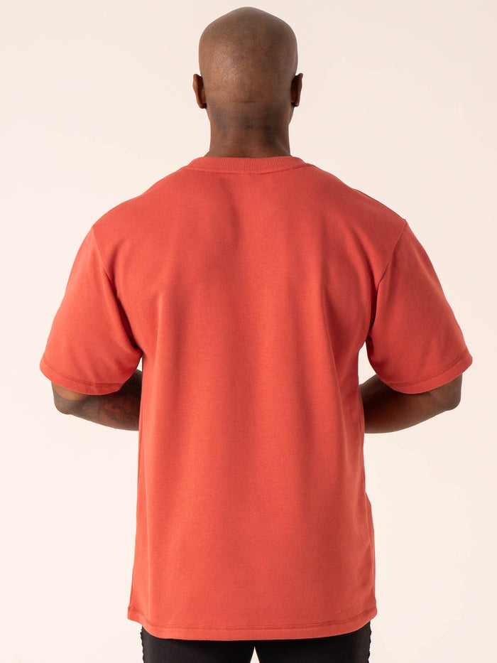 Throwback Oversized Fleece T-Shirt - Dusty Red Clothing Ryderwear