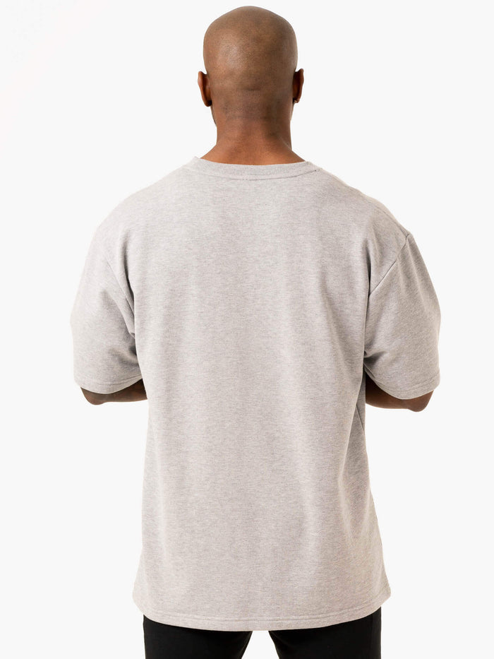 Throwback Oversized Fleece T-Shirt - Grey Marl Clothing Ryderwear