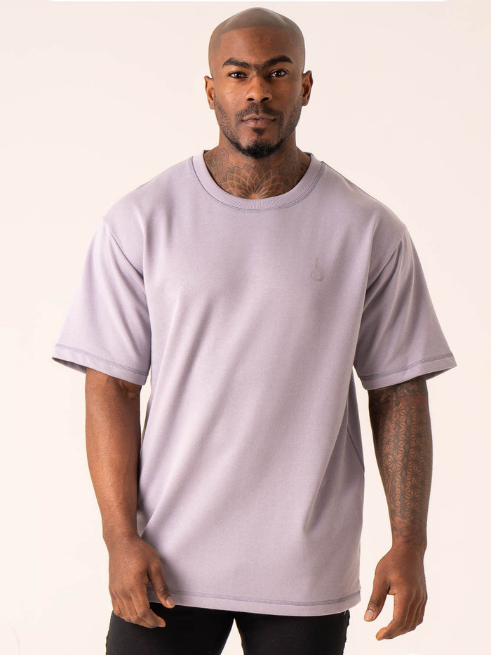 Throwback Oversized Fleece T-Shirt - Lavender Clothing Ryderwear